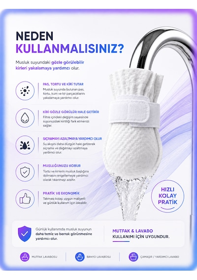 100 Adet Musluk Ucu Filtresi Pas, Tortu, Kum Ve Kir Tutucu Pratik Su Filtresi 1
