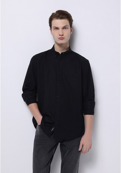 Colin's Colins Regular Fit Shirt Neck Düz Erkek Siyah Uzun Kol Gömlek Cl1074489 Q1.v1 Blk