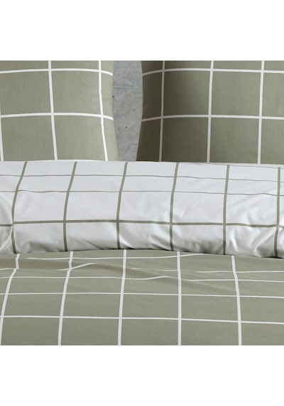 %100 Pamuklu Tek Kişilik Nevresim Takımı 160x220 2 Yastık Kılıflı Lastikli Çarşaflı 120x200+30 Zeytin Yeşili