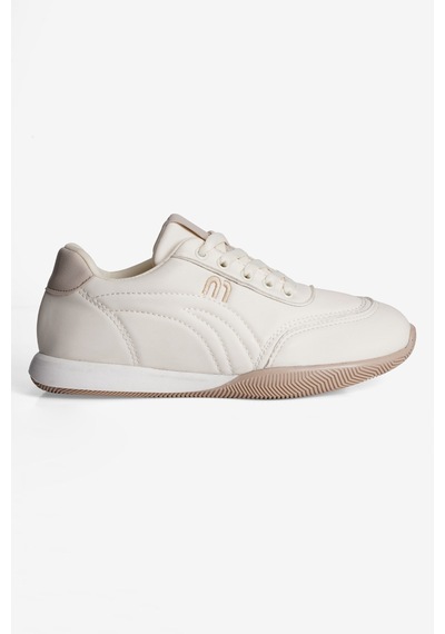 Mubiano Kadın Sneaker Günlük Rahat Bağcıklı Konfor Tabanlı Spor Ayakkabı Movi Bej