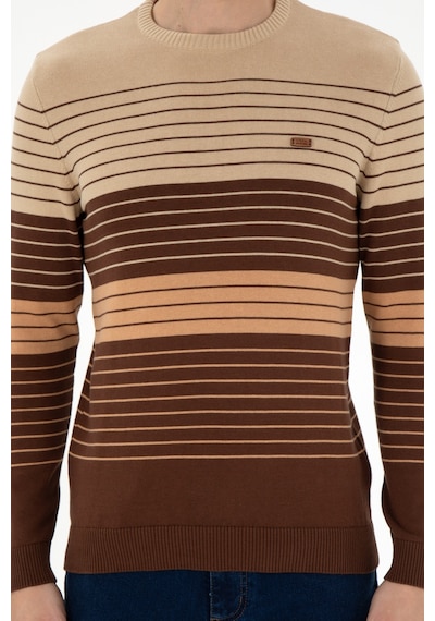 U.S. Polo Assn. Erkek Slim Fit Bisiklet Yaka Kahverengi Kazak 50297071-VR029