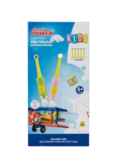 Acti Power Kids Elektrikli Şarjlı Sonic Çocuk Diş Fırçası + 5 Yedek Başlık