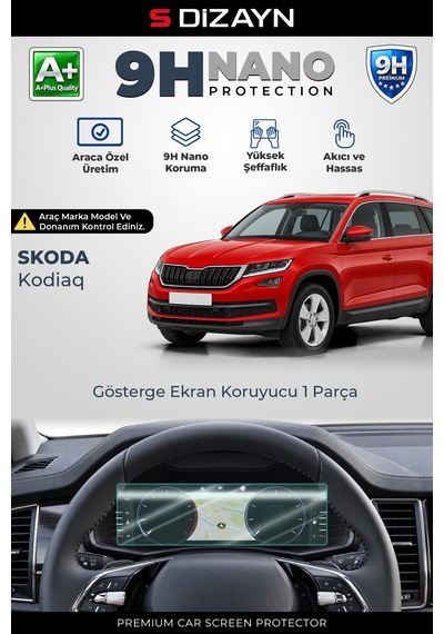 S-dizayn Skoda Kodiaq 10.25 İnç 9h Nano Gösterge Ekran Koruyucu Parlak 2016-2024 A+ Kalite