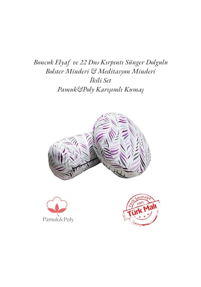 Remege Damla Desen Meditasyon Minderi Bolster Minderi İkili Set Mor Mr8
