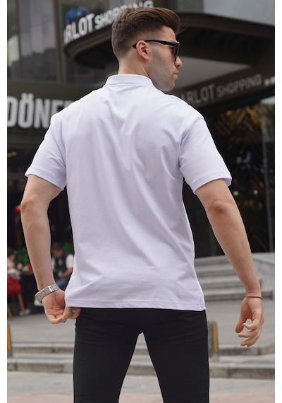 Madmext Beyaz Polo Yaka Basic Erkek Tişört 6126-beyaz Beyaz