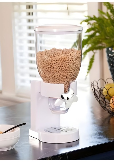 Cornflakes Dispenseri 3,5 L Tahıl, Müsli, Granola Ve Kuruyemiş İçin Hijyenik Kahvaltı Sunum Aparatı Beyaz