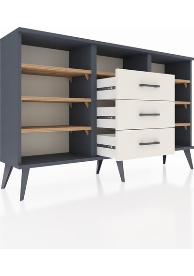 Arges Konsol 7 Raflı 3 Çekmeceli 132x30x83 Antrasit-çam/aytaşı Çam/aytaşı Arges Konsol 7 Raflı 3 Çekmeceli 132x30x83 Antrasit-çam/aytaşı Çam/aytaşı