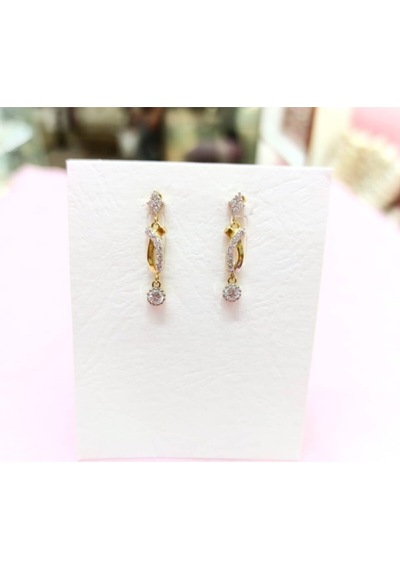 Oriental Kuyumculuk Jewellery Taşlı Altın Rengi Gümüş Küpe Altın