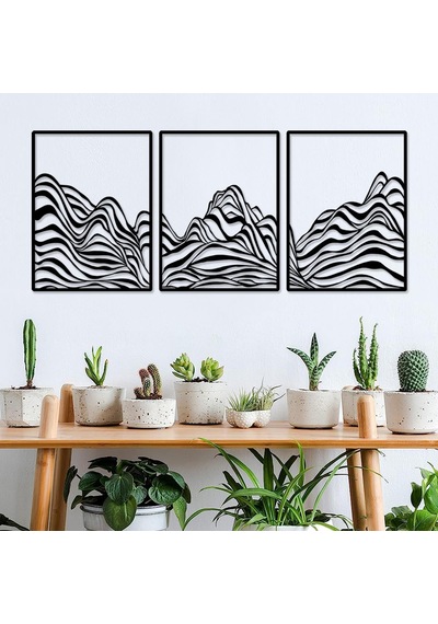Modern Minimalist Çizgi Metal Dağ Duvar Sanatı Dekoru, Soyut Dağ Silsilesi Ev Dekoru, Dağ Rustik Metal Asma Tabela Diğer