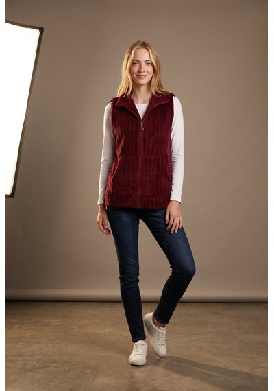 Soulshae Cepli Kolsuz Peluş Fermuarlı Ceket Bordo