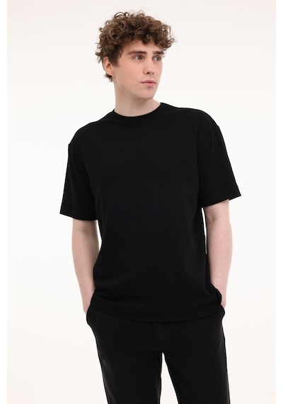 Lee Relaxed Fit Dokulu Kum Siyah Erkek Kısa Kol T-shirt 000000000102265461 Siyah