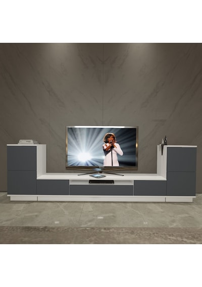 Decoraktiv Trio On2s Mdf Tv Ünitesi Tv Sehpası - Beyaz Antrasit Beyaz - Antrasit Decoraktiv Trio On2s Mdf Tv Ünitesi Tv Sehpası - Beyaz Antrasit Beyaz - Antrasit