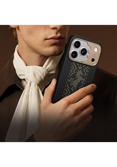 Apple iPhone Uyumlu 17 Pro Max Kılıf M-safe Şarj Özellikli Karbon Fiber Benks Knight Armorpro Kevlar Kapak Siyah
