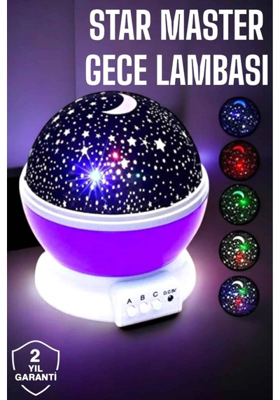 Çocuklara Özel Yıldızlı Gece Lambası Düz Renkli