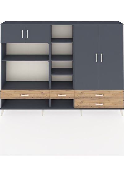 Arges Dolap 12 Raflı 4 Çekmeceli 4 Kapaklı 220x30x163 Antrasit-an Antrasit-antrasit/çam Arges Dolap 12 Raflı 4 Çekmeceli 4 Kapaklı 220x30x163 Antrasit-an Antrasit-antrasit/çam