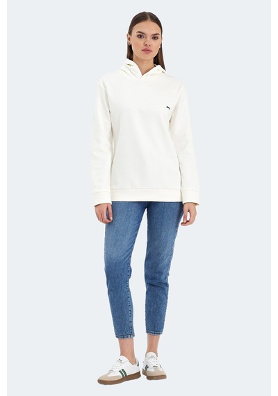 Slazenger Kathy In Kadın Kapüşonlu Ekru Sweatshirt Ekru