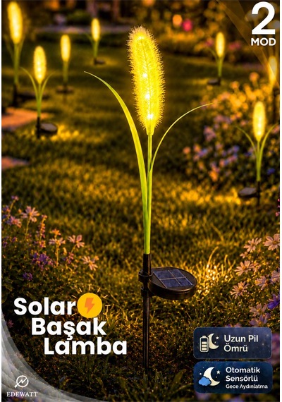 Dekoratif Başak Görünümlü Solar Led Lamba Güneş Enerjilli Su Geçirmez Bahçe Aydınlatma
