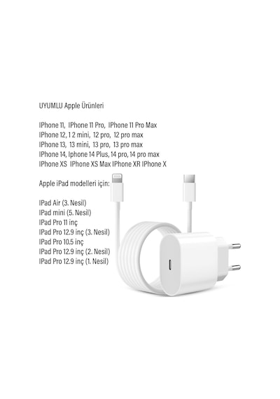 Apple Uyumlu iPhone 11 Şarj Aleti Ve Kablosu 20w Hızlı Pd Cihazı Pro Max