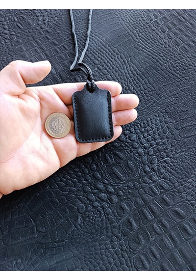Küçük Dörtgen Cevşen Dualı Kolye Muska Hakiki Deri Siyah 75866636