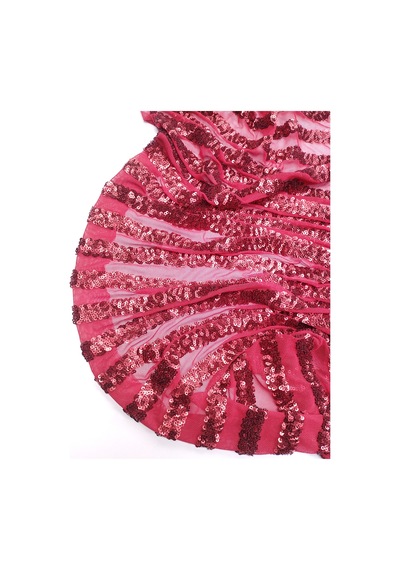 Kırmızı Renkte File Üzeri Enine Pul Payet İşlemeli Kumaş Elbiselik & Bluzluk 125x225cm-12550