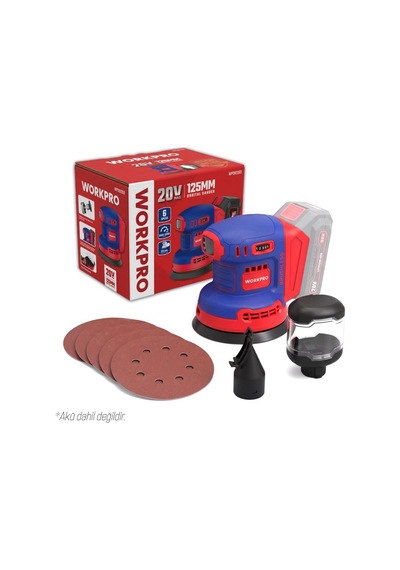Workpro Wp392203 20volt 125mm Şarjlı Kömürsüz Devir Ayarlı Profesyonel Eksantrik Zımpara Aküsüz