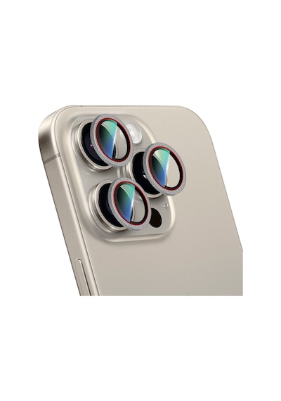 Apple Uyumlu   iPhone 16 Pro Max Caseworld Karbon Fiber Serisi Anti Reflective Kamera Koruyucu Titanyum-kırmızı