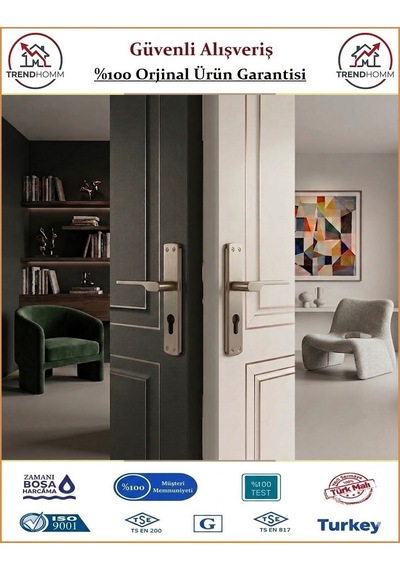 Trendhomm Sedir Aynalı - Nikel Saten - Yale Dış Çelik Kapı Kolu