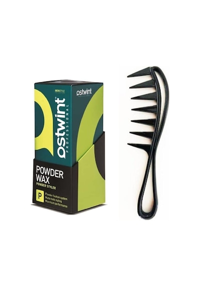 Ostwint Pudra Toz Wax Yeşil Saç Şeillendirici 20 G + Geniş Aralıklı Wax Tarağı