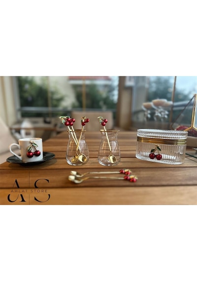 Store 6 Adet Kirazlı Kaşık Kirazlı Çay Kahve Kaşığı Kokteyl Karıştırıcı Tatlı Kaşığı Çok Renkli