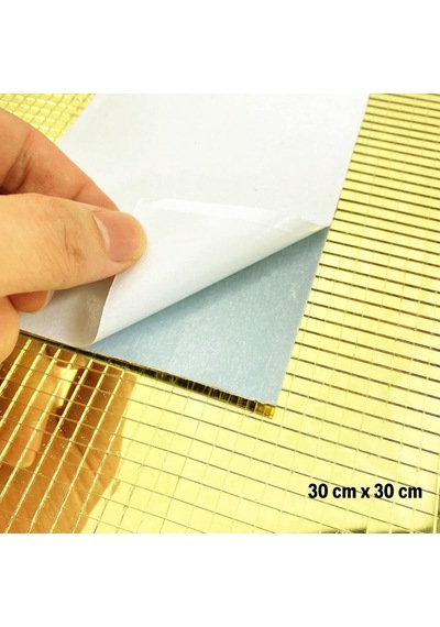 Kare Gold Cam Mozaik Fayans Çıkartmaları El İşi Kare Cam Fayans Kendinden Yapışkanlı Aynalı Dekor Panel 30x30 Cm 5570 Diğer