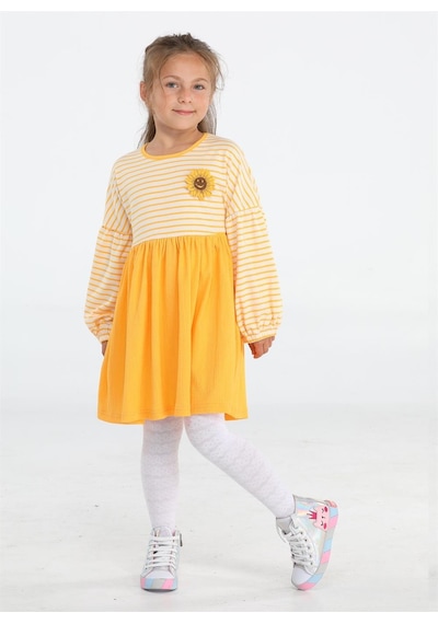Sunflower Sarı Çizgili Kız Elbise-sarı Sarı