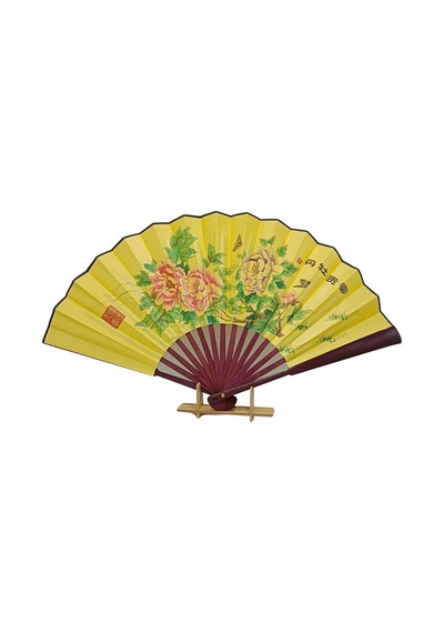 Çin Bambu Keten Kumaş Yelpaze Ak01 Büyük Boy 60cm No.1 Adet-1
