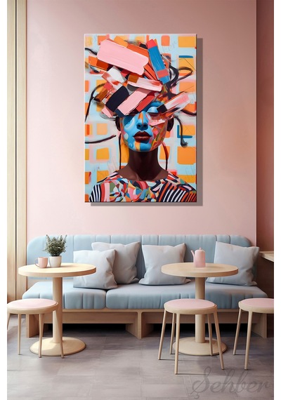 Duvar Tablosu Dikey Kanvas Tekli Kuaför Güzellik Salonu Makyaj Pop-art Modern Soyut Kadın Portre