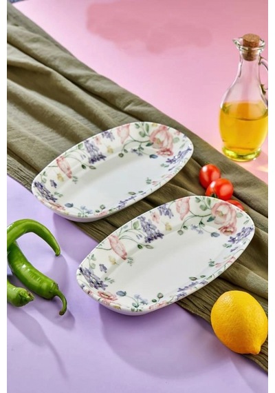 Cooker Porselen Kayık Tabak 24 Cm 2'li Çok Renkli