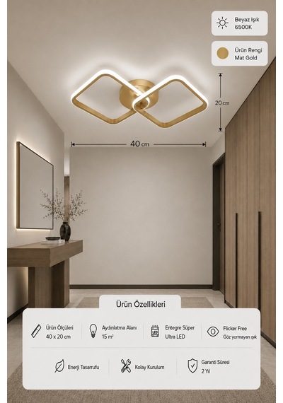 Tilya Led Plafonyer Avize Beyaz Işık Eskitme