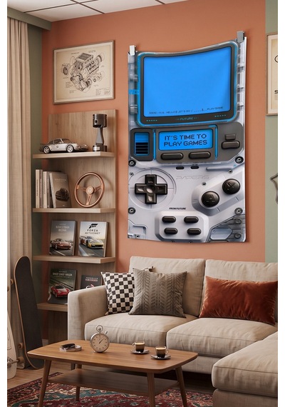 Klasik Gameboy Duvar Örtüsü, Retro Oyuncu Odası Dekoru, Kumaş Duvar Halısı Beyaz