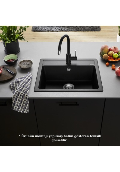 Blanco Legra 6 Granit Evye, Volkan Gri Renk, Tezgah Üstü, 58x50 Cm Gri