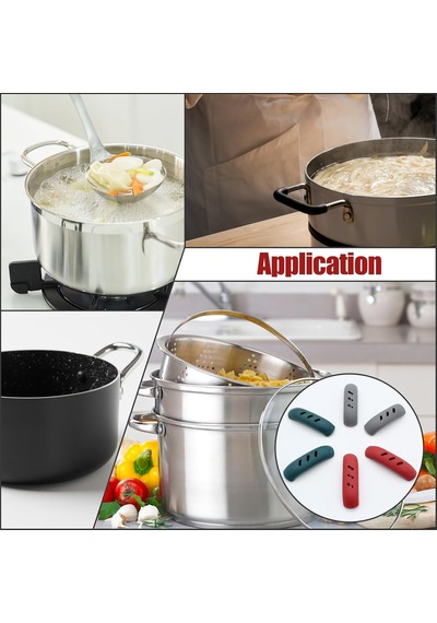 6 Paket Silikagel Pot Kolu Kapakları 3 İnç Kapak Kolu Kapakları Yeşil Kolu Tutucu Kavrama Isı Yalıtım Kolu Kapağı İçin Tava, Pot Çok Renkli