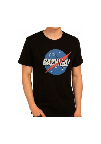 Bant Giyim - Big Bang Theory Nasa Bazinga Siyah Erkek Tişört