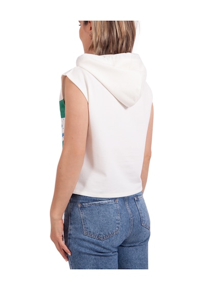 Anemoss Dalga Kolsuz Kapişonlu Beyaz Kadın Sweatshirt 001