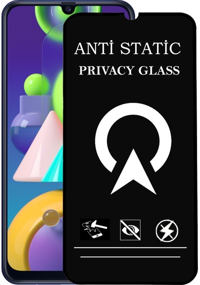 Samsung Galaxy Uyumlu M21 Tam Kaplayan Anti Statik Görünmez Safir Ekran Koruyucu Hayalet Cam