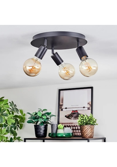 Riolight Modern Siyah 3xe27 Mafsallı Hareketli Başlık Glop Ampul Hariç Metal Spot Avize 3'lü Siyah