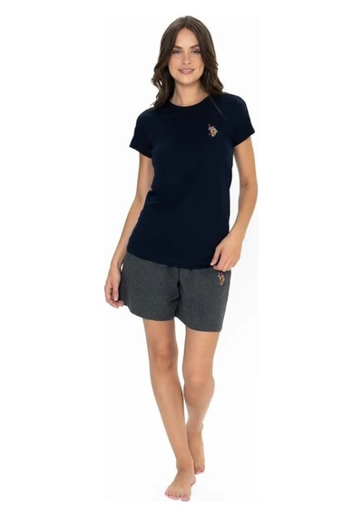 U.s. Polo Assn. Kadın Yuvarlak Yaka Alt Üst Pijama Şort Takım Lacivert 2xl