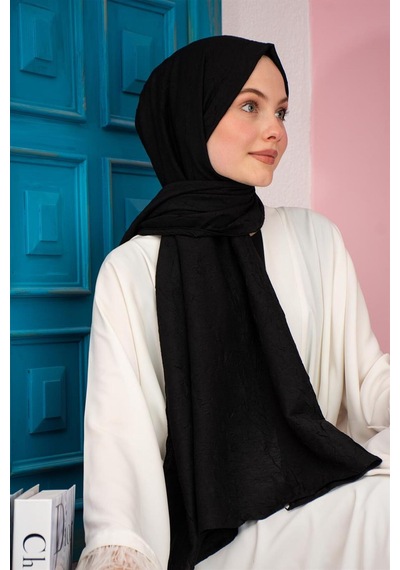 Bambu Kraş Şal Tesettür Giyim, Yüksek Kalite, Hafif, Rahat, Şık, Premium, Lux, Shawl, Scarf Siyah
