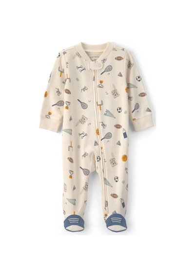 Carter's Erkek Bebek Fermuarlı Patikli Tulum Krem 1v707510
