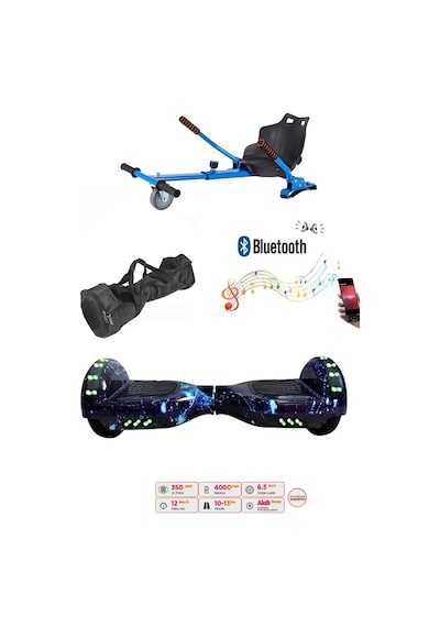 Elektrikli Kaykay Scooter Akıllı Denge Hoverboard + Hoverkart + Çanta Full Ledli Extrem Paket D12