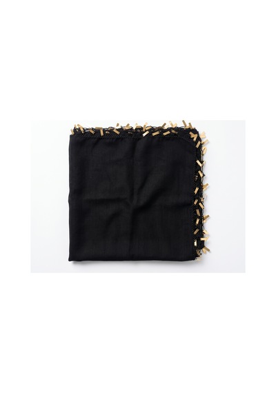 Umttrend Siyah Gold Pul Oyalı Pamuklu Kadın Eşarp 110x110 Cm