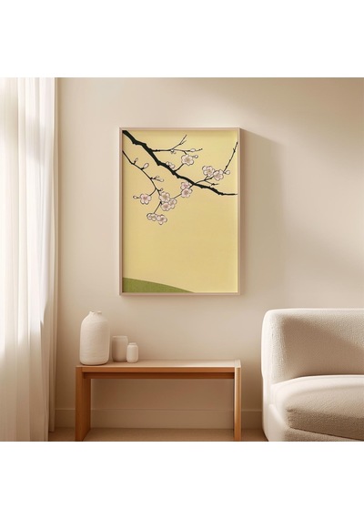 Kiraz Çiçeği Dalı Posteri Japon Minimalist Duvar Sanatı Botanik Baskı
