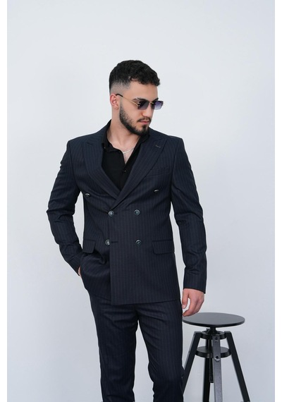 Dupont Classics Dupont Slim Fit Sivri Yaka 6 Drop Çift Yırtmaç Çizgili Viskon Kruvaze Erkek Takım Elbise Lacivert Dupont Classics Dupont Slim Fit Sivri Yaka 6 Drop Çift Yırtmaç Çizgili Viskon Kruvaze Erkek Takım Elbise Lacivert