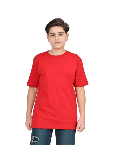 Erdem Kıds Erkek Çocuk Siyah Düz Baskısız Kısa Kol Basic Casual-okul T-shirt Kırmızı Kırmızı